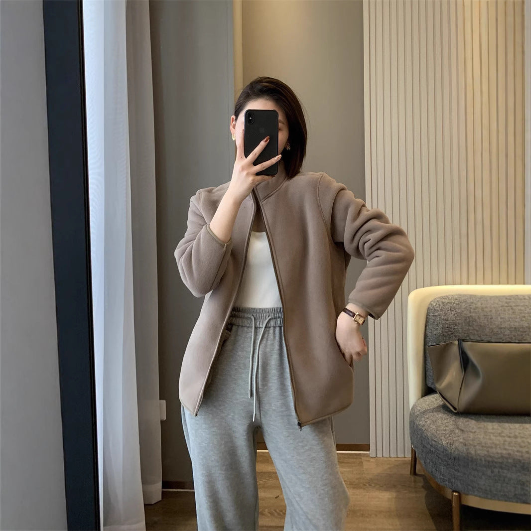 Composite Veet Lamb Fur Windproof Thickening Stand Jackets