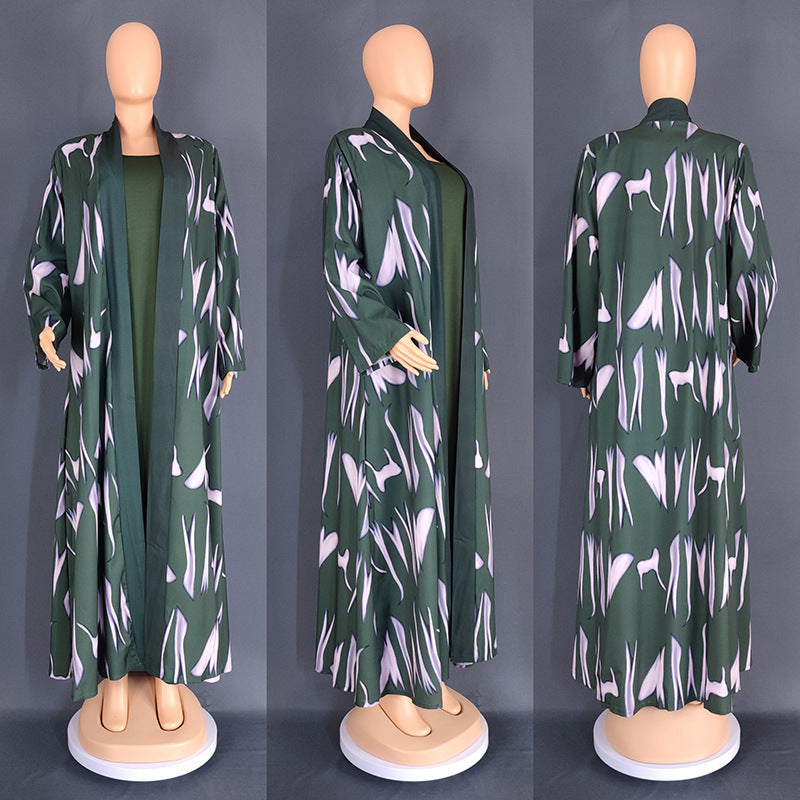 Women's African Wear Digital Printing Long Robe Suits