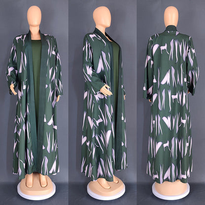 Women's African Wear Digital Printing Long Robe Suits