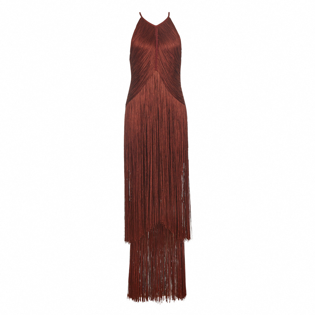 Women's Design Tassel Sleeveless Waist Bandage One-piece Dress Dresses