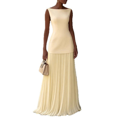 Women's Solid Color Sleeveless Knitted Sexy Slim Dresses