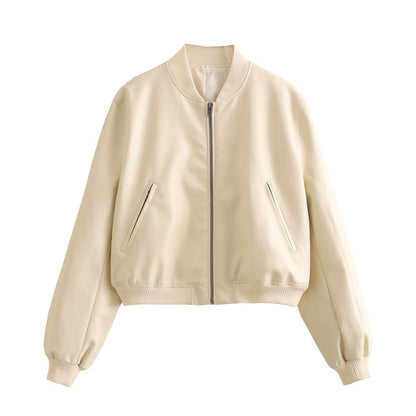 Women's Street Slim Autumn Stand Collar Motorcycle Jackets