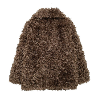 Women's Autumn Artificial Fur Effect Mid-length Coats
