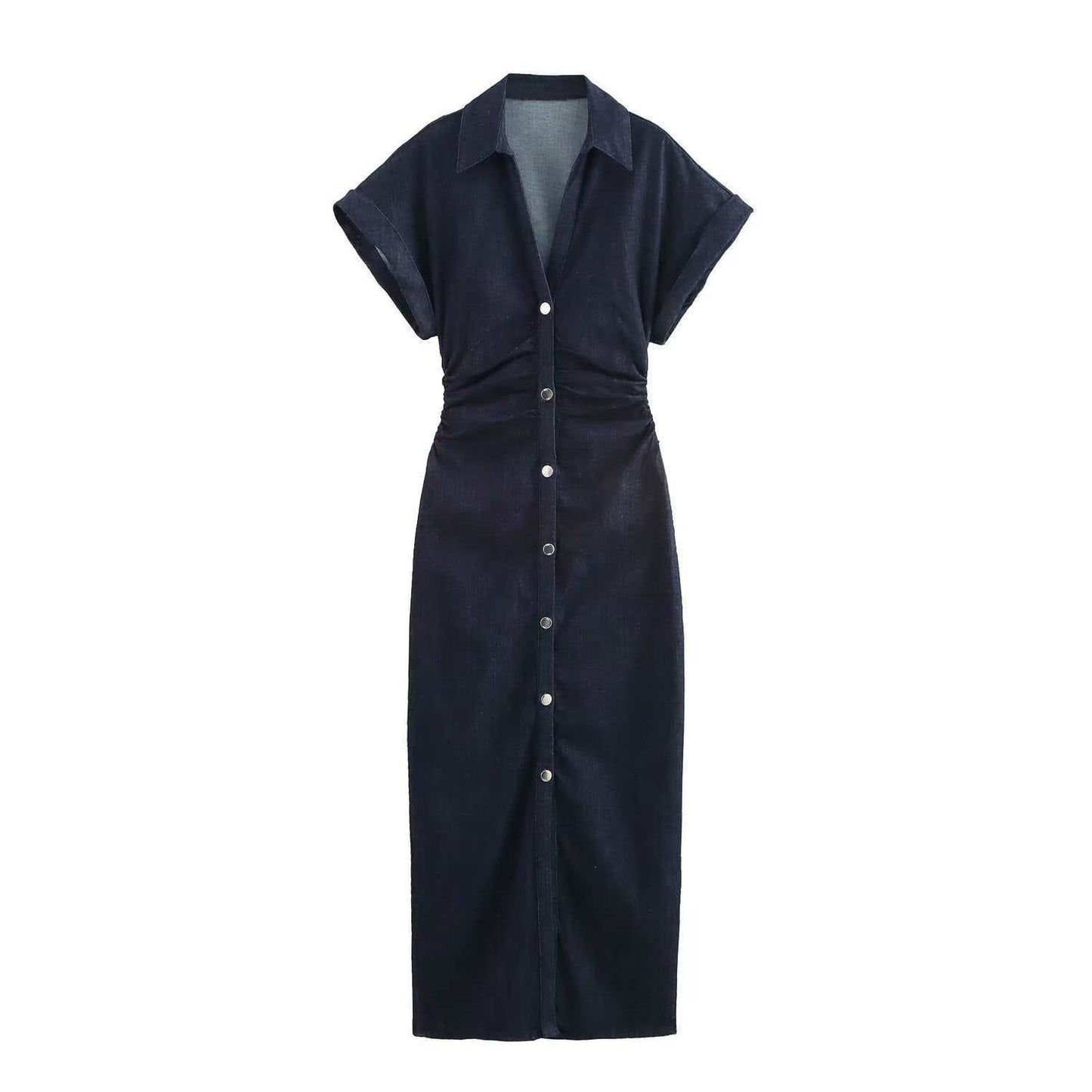 Midi Dress Slim Summer Denim Blue Dresses