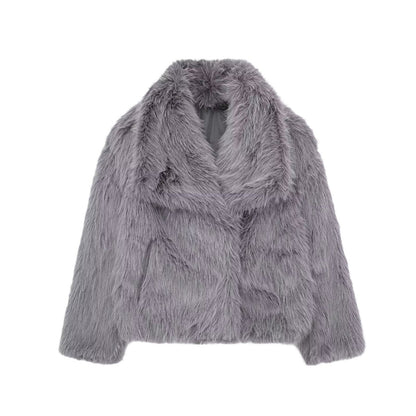 Women's Winter Street Fashion Artificial Fur Effect Coats
