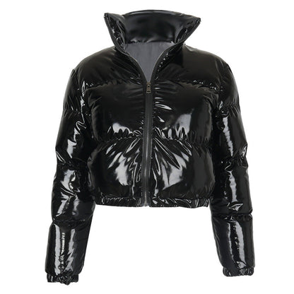 Women's Long Sleeve Zipper Stand-up Collar Thermal Coats