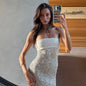Women's Solid Color Long Style Close-fitting Sequins Dresses