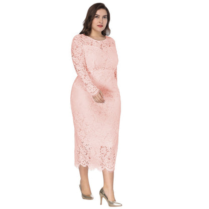 Women's Long Sleeve Lace Slim Dress Plus Size