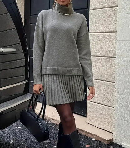 Women's Casual Set Turtleneck Knitting Long Sleeve Suits