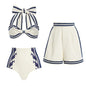 Swimsuit Navy Halter One Piece Swimsuit Set Women
