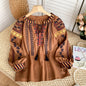Women's Retro Embroidered Shirt Bohemian Vacation Style Tops