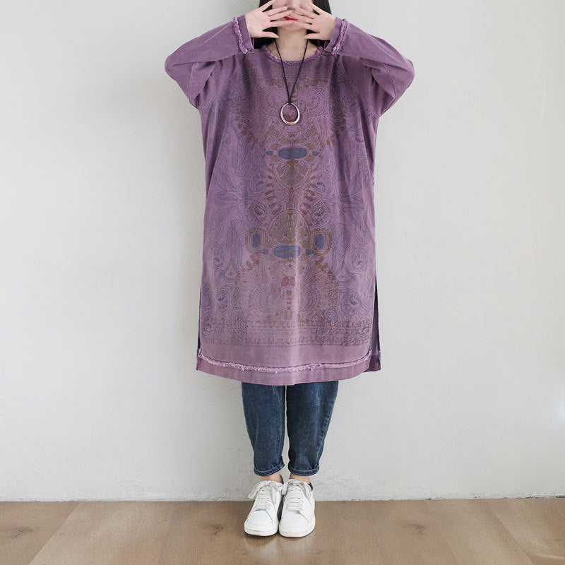 Style Art Mid-length Purple Gradient Dress Sweaters
