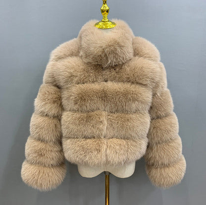 Women's Fur Imitation Fox Faux Slimming Stand Coats
