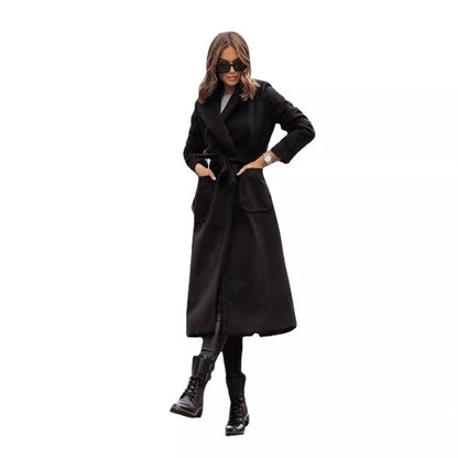 Women's Simple Double Breasted Long Sleeve Lapel Button Coats