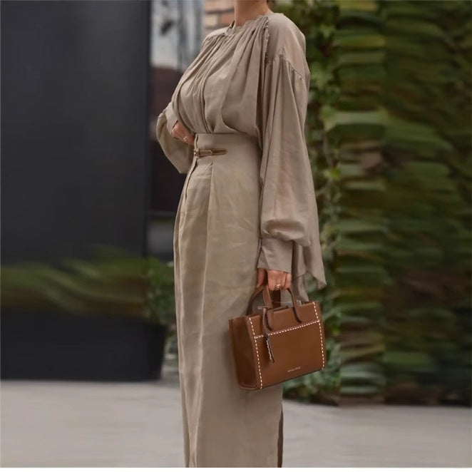 Women's French Style Long Sleeve Solid Color Suits