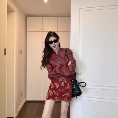Women's Leather Autumn Western Style Younger Fashion American Coats