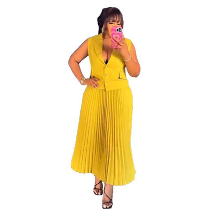 Women's Fashion Elegant Collar Single-breasted Pleated Suits