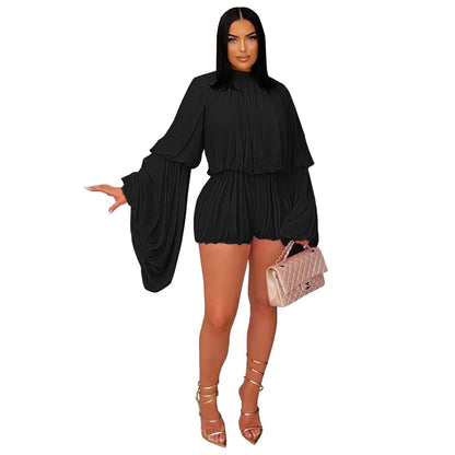Women's Fashion Wear Casual Pleated Solid Color Suits