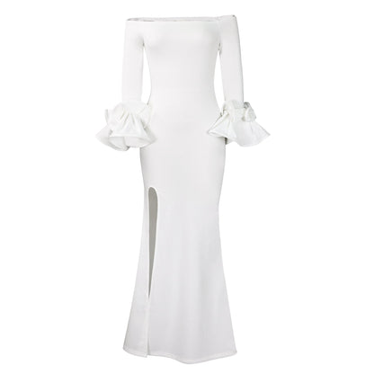 Women's Ruffle Sleeve Trailing Formal Dress African Dresses