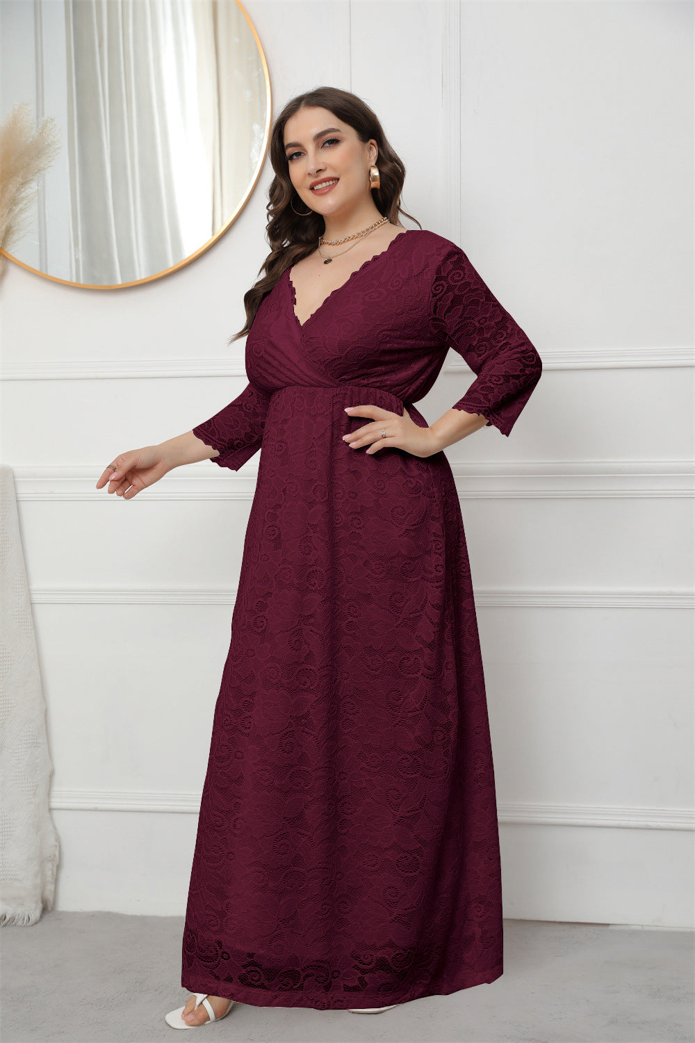 Women's Bridesmaid Dress Elegant Lace Gown Dresses