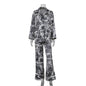 Women's Set Ink Style Lapel Long Sleeve Suits