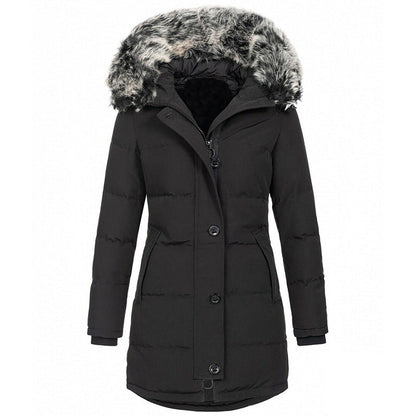 Long Sleeve Thermal Zipper Winter Mid-length Coats