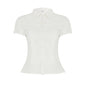Women's Organ Pleated Solid Color Collar Short-sleeved Blouses