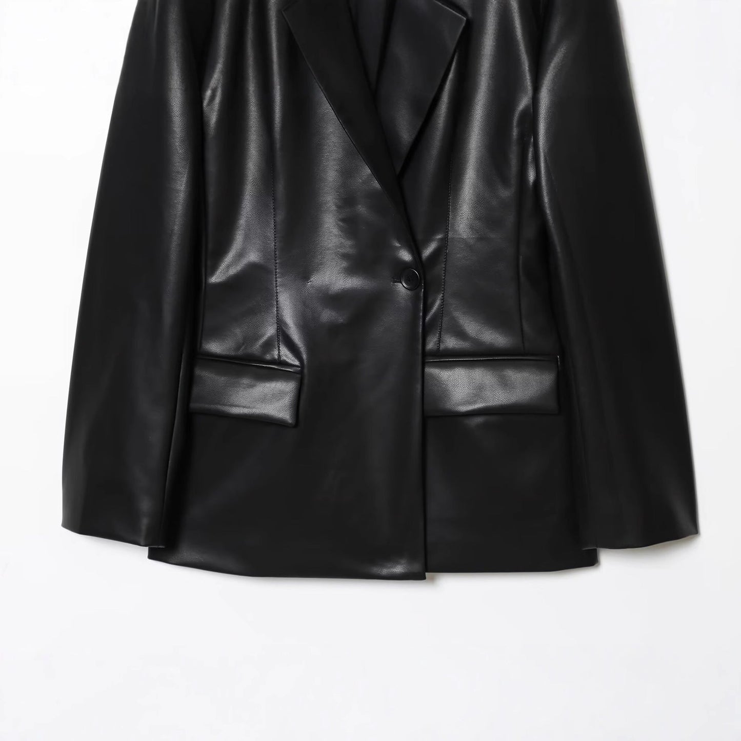 Women's Fashion Casual Slim Leather Effect Coats