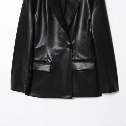 Women's Fashion Casual Slim Leather Effect Coats