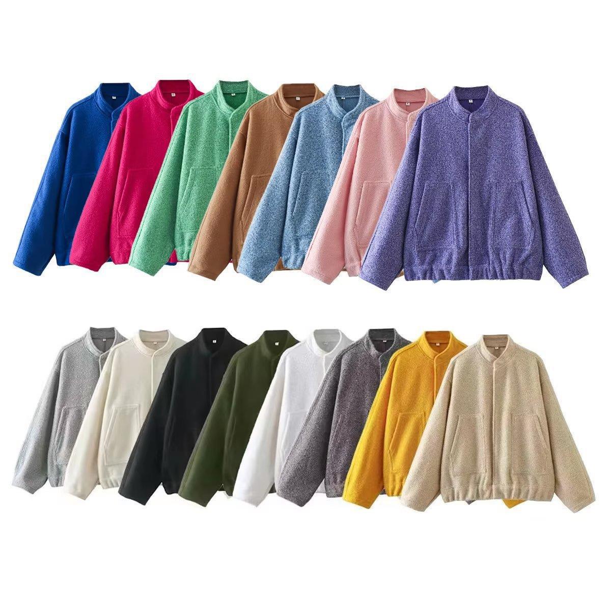 Women's Stand Collar Pocket Loose Pilot Coats