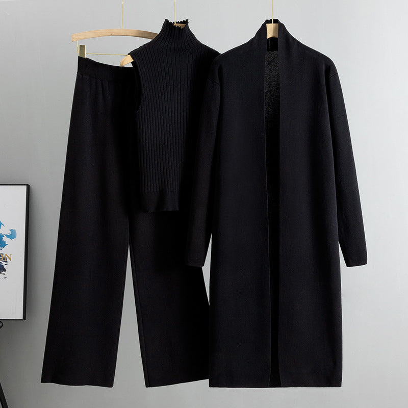 Lazy Temperament Knitting Sleeveless Three-piece Set Suits
