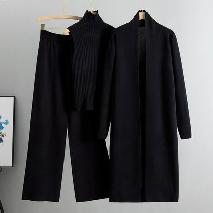 Lazy Temperament Knitting Sleeveless Three-piece Set Suits