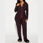 Women's Spring Casual Printed Home Long-sleeved Trousers Single Suits