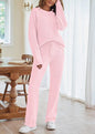 Women's Color Round Neck Long Sleeve Trousers Suits