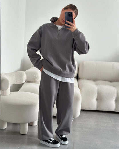 Collar Long-sleeved Trousers Casual Pullover Two-piece Suits