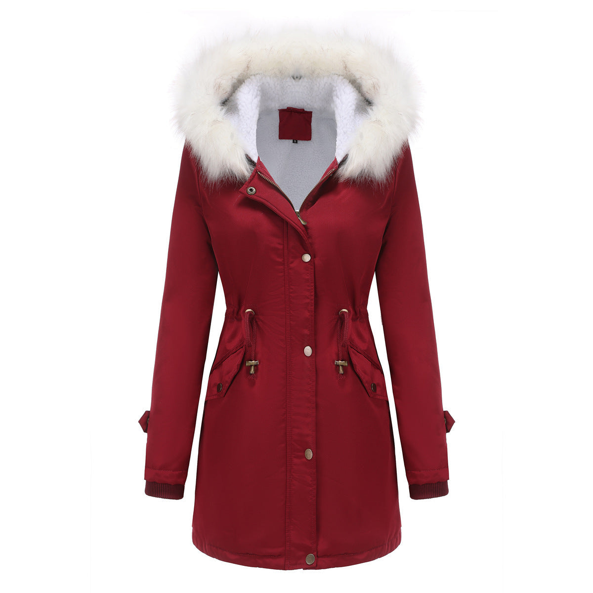 Women's Detachable Fur Collar Long-sleeved Hooded Coats