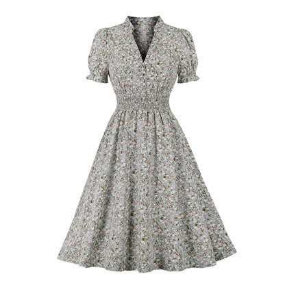 Women's Large Floral Dress Retro Big Swing Dresses