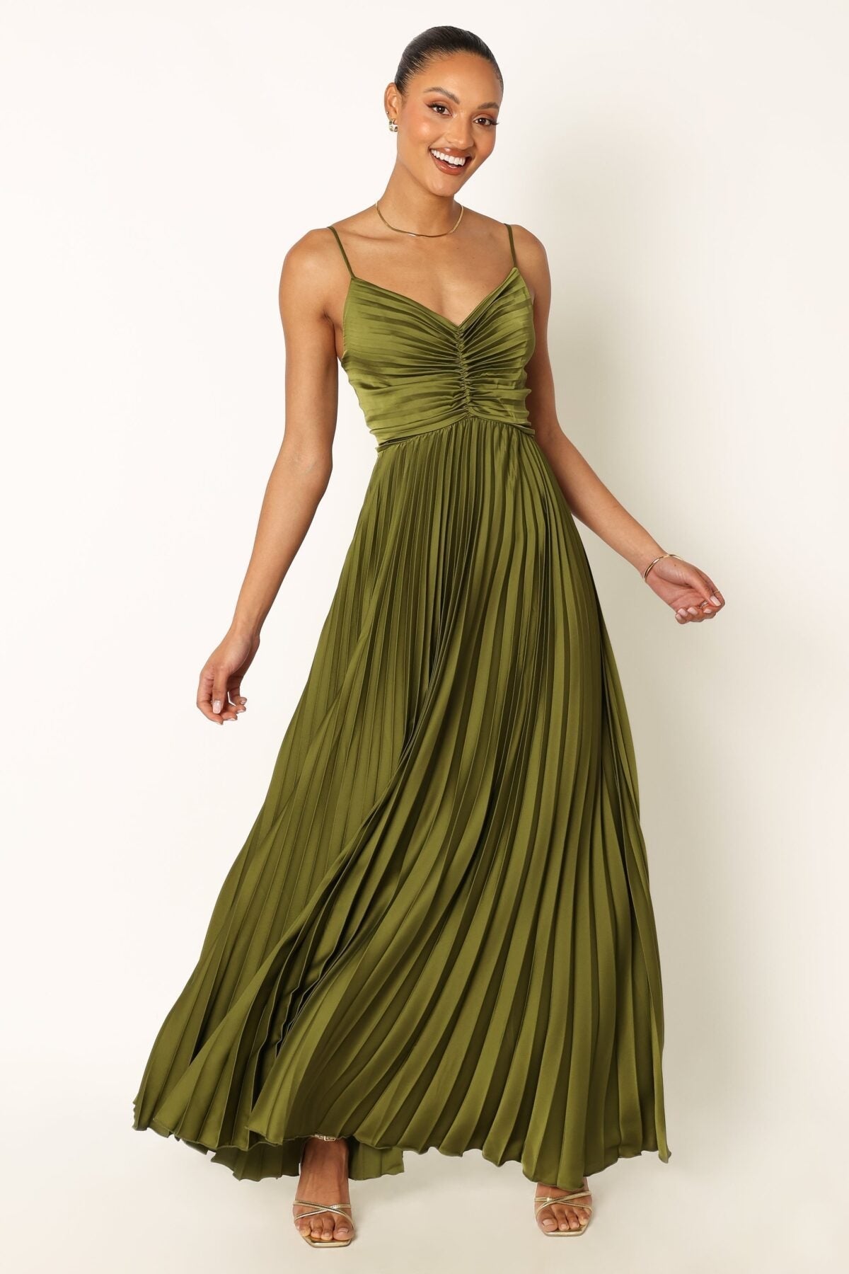 Elegant Graceful Sling Backless Long Pleated Dresses