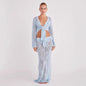 Out Long Sleeve Knitted Two-piece Beach Suits