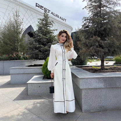 Bow Decoration Color Collision Design Elegant Dresses