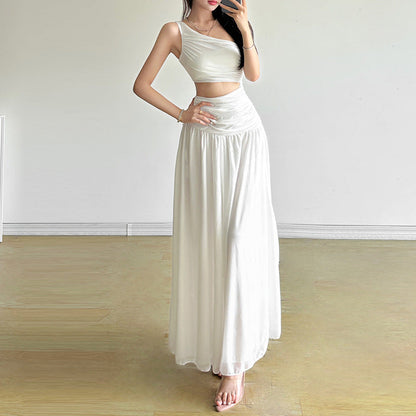 Women's Solid Color Slim Street Fashion Diagonal Dresses