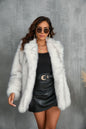 Women's Slouchy Fur Collar Artificial Faux Coats