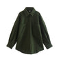 Gothic Autumn Woolen Shirt Dark Green Coats