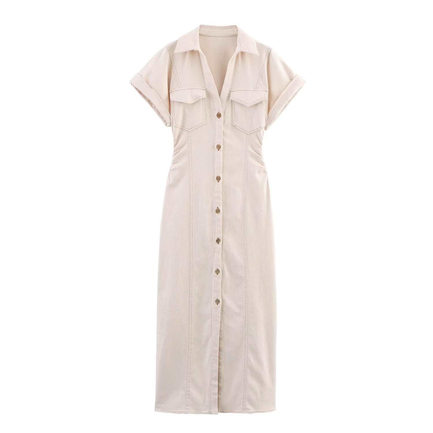 Midi Dress Slim Summer Denim Blue Dresses