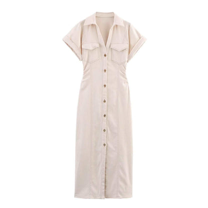 Midi Dress Slim Summer Denim Blue Dresses