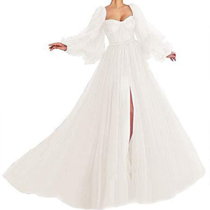 Women's Summer Graceful Fashionable Dress Mesh Split Wedding Dresses