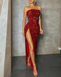 Sequin Sexy Slit Tube Dress Elegant Dresses