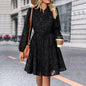 Black Dress Autumn Jacquard Long Sleeve Dresses