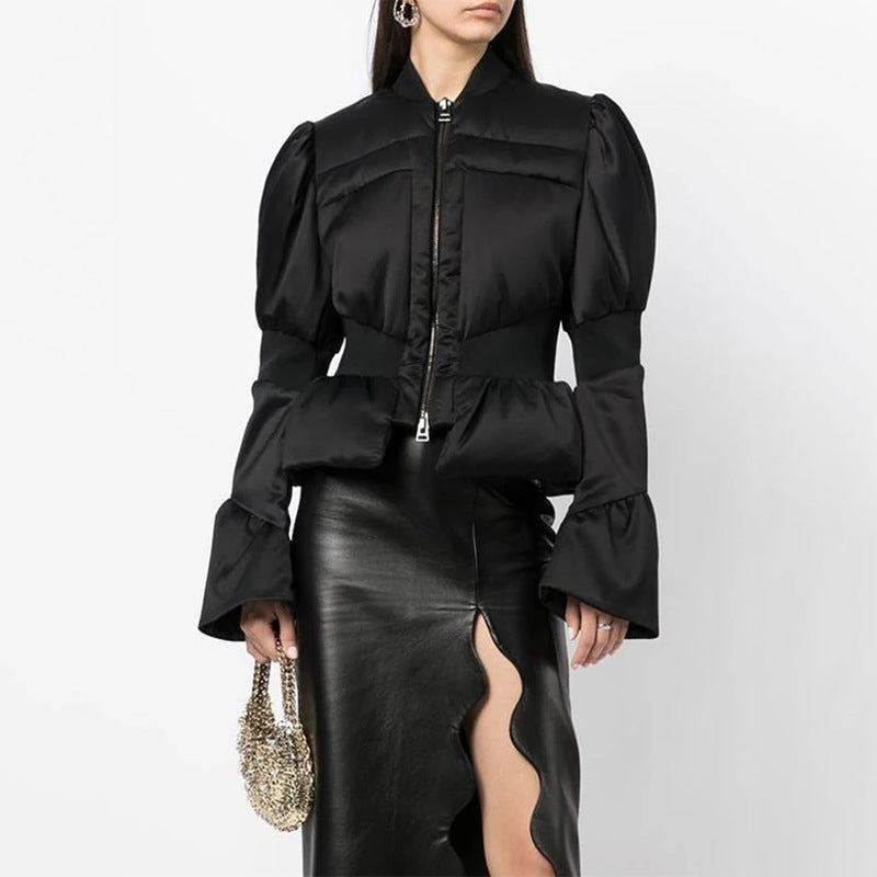 Women's Solid Color Niche Bell Sleeve Design Coats