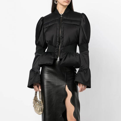 Women's Solid Color Niche Bell Sleeve Design Coats